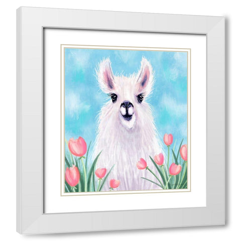 Llama White Modern Wood Framed Art Print with Double Matting by Tyndall, Elizabeth