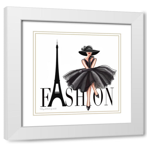 Paris Fashion White Modern Wood Framed Art Print with Double Matting by Tyndall, Elizabeth