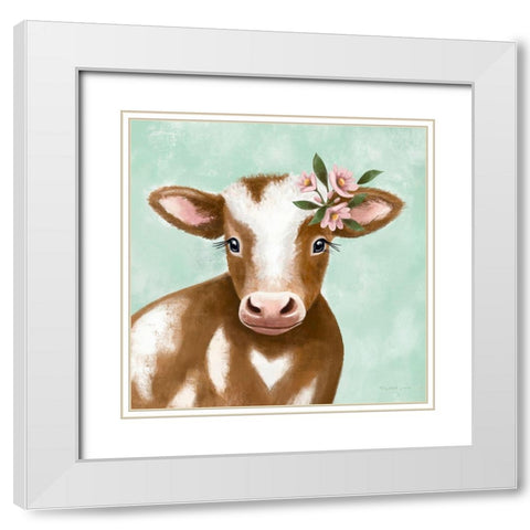 Farmhouse Cow White Modern Wood Framed Art Print with Double Matting by Tyndall, Elizabeth