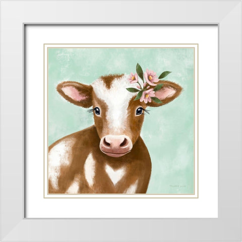 Farmhouse Cow White Modern Wood Framed Art Print with Double Matting by Tyndall, Elizabeth