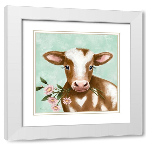 Farmhouse Cow II White Modern Wood Framed Art Print with Double Matting by Tyndall, Elizabeth