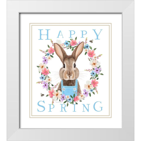 Happy Spring White Modern Wood Framed Art Print with Double Matting by Tyndall, Elizabeth