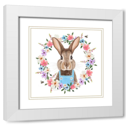 Easter Bunny White Modern Wood Framed Art Print with Double Matting by Tyndall, Elizabeth