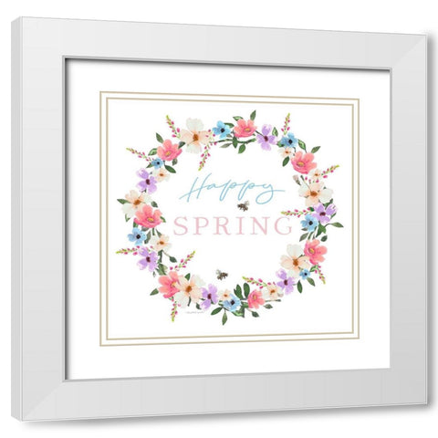 Happy Spring White Modern Wood Framed Art Print with Double Matting by Tyndall, Elizabeth