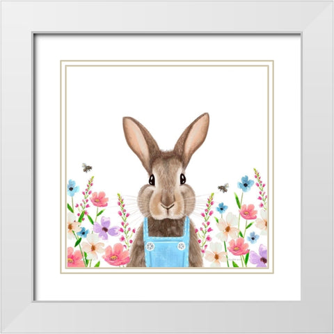 Easter Bunny White Modern Wood Framed Art Print with Double Matting by Tyndall, Elizabeth