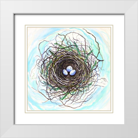 Bird Nest II White Modern Wood Framed Art Print with Double Matting by Tyndall, Elizabeth