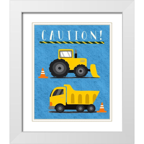 Caution White Modern Wood Framed Art Print with Double Matting by Tyndall, Elizabeth