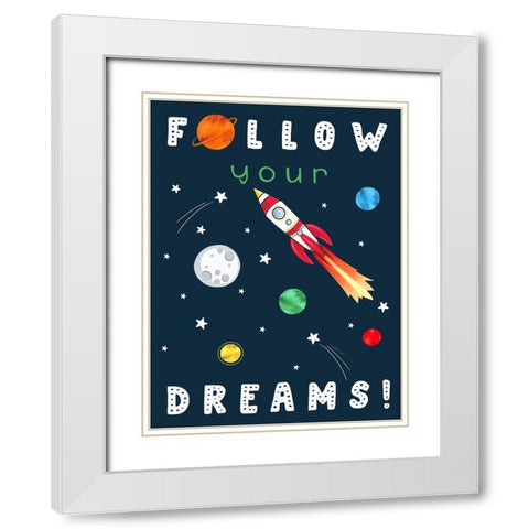 Follow Your Dreams White Modern Wood Framed Art Print with Double Matting by Tyndall, Elizabeth