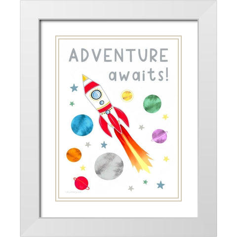 Adventure Awaits White Modern Wood Framed Art Print with Double Matting by Tyndall, Elizabeth