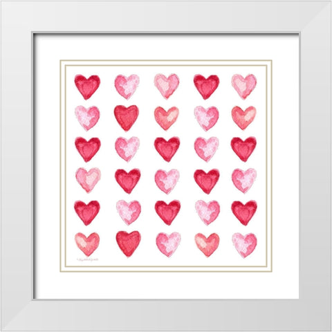 Hearts White Modern Wood Framed Art Print with Double Matting by Tyndall, Elizabeth