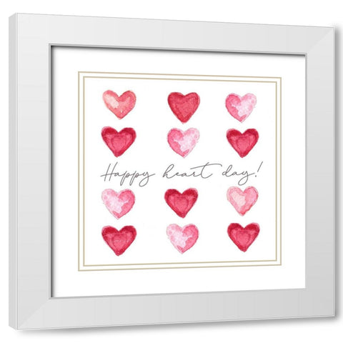 Happy Heart Day White Modern Wood Framed Art Print with Double Matting by Tyndall, Elizabeth