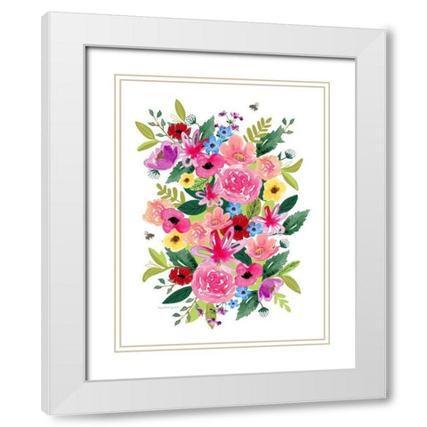 Bright Florals White Modern Wood Framed Art Print with Double Matting by Tyndall, Elizabeth