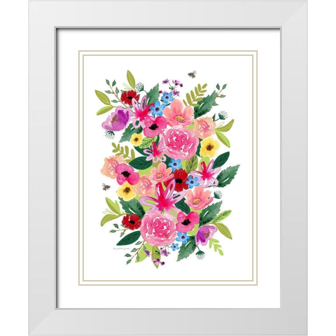 Bright Florals White Modern Wood Framed Art Print with Double Matting by Tyndall, Elizabeth