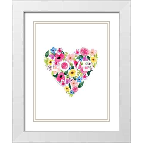 Flower Heart White Modern Wood Framed Art Print with Double Matting by Tyndall, Elizabeth