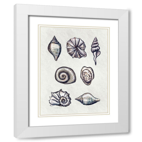 Shells I White Modern Wood Framed Art Print with Double Matting by Tyndall, Elizabeth