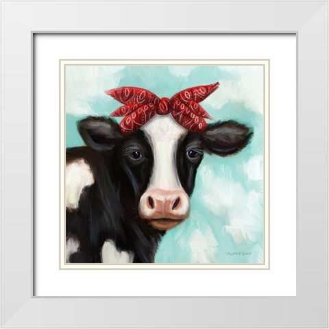 Cow Girl White Modern Wood Framed Art Print with Double Matting by Tyndall, Elizabeth