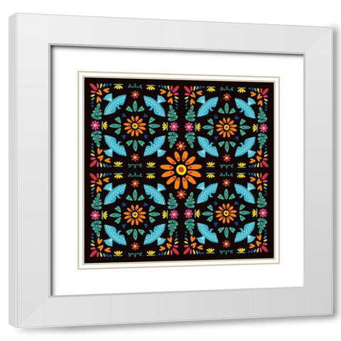 Spanish Tiles White Modern Wood Framed Art Print with Double Matting by Tyndall, Elizabeth