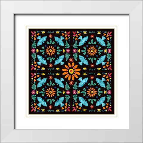 Spanish Tiles White Modern Wood Framed Art Print with Double Matting by Tyndall, Elizabeth