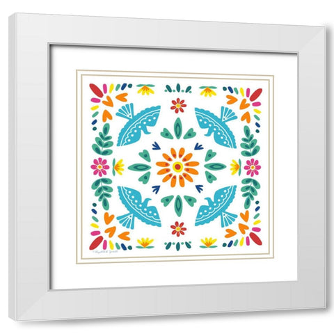 Spanish Tile White Modern Wood Framed Art Print with Double Matting by Tyndall, Elizabeth