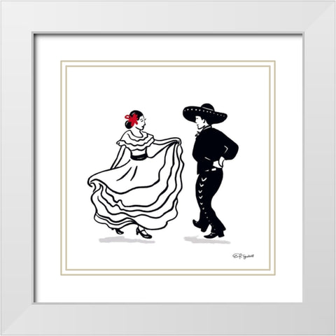 Spanish Dancers White Modern Wood Framed Art Print with Double Matting by Tyndall, Elizabeth
