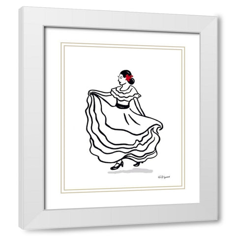 Spanish Dancer II White Modern Wood Framed Art Print with Double Matting by Tyndall, Elizabeth