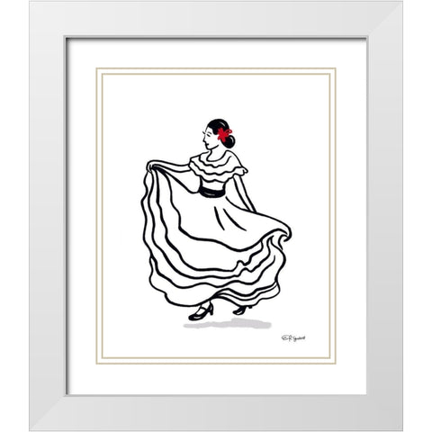 Spanish Dancer II White Modern Wood Framed Art Print with Double Matting by Tyndall, Elizabeth