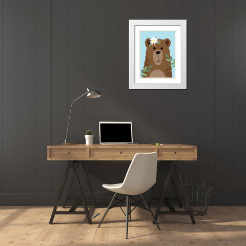 Buddy Bear White Modern Wood Framed Art Print with Double Matting by Tyndall, Elizabeth