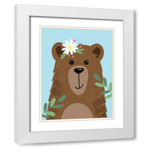 Buddy Bear White Modern Wood Framed Art Print with Double Matting by Tyndall, Elizabeth