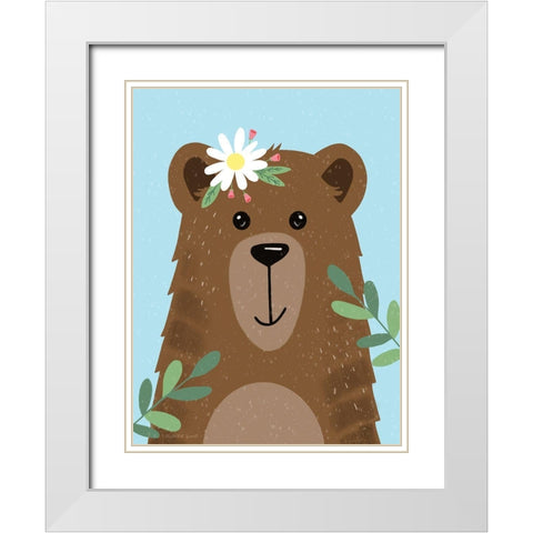 Buddy Bear White Modern Wood Framed Art Print with Double Matting by Tyndall, Elizabeth