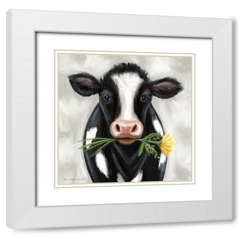 Daisy II White Modern Wood Framed Art Print with Double Matting by Tyndall, Elizabeth