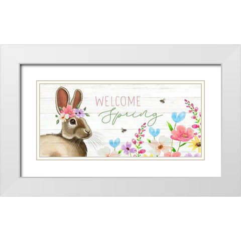 Welcome Spring White Modern Wood Framed Art Print with Double Matting by Tyndall, Elizabeth