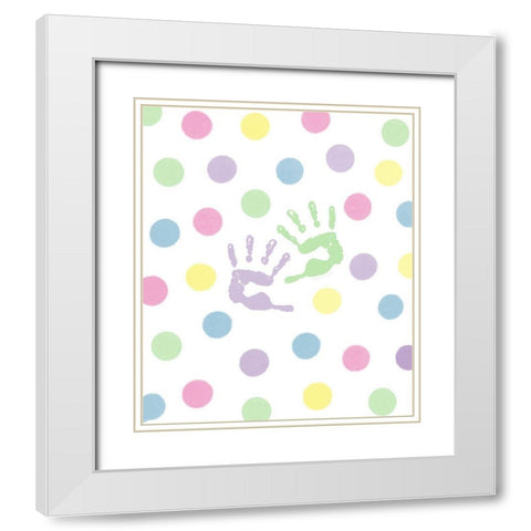 Hand Prints White Modern Wood Framed Art Print with Double Matting by Tyndall, Elizabeth