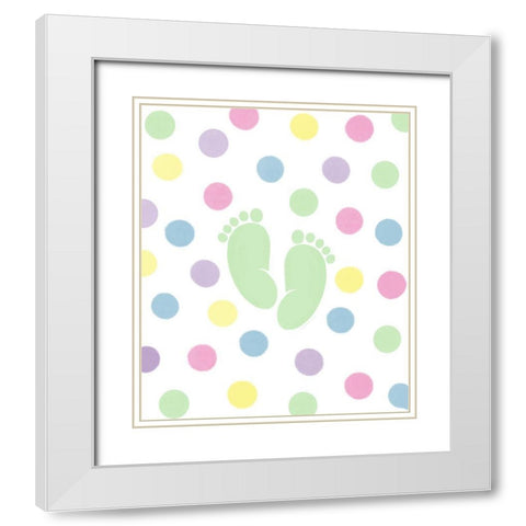 Foot Prints White Modern Wood Framed Art Print with Double Matting by Tyndall, Elizabeth