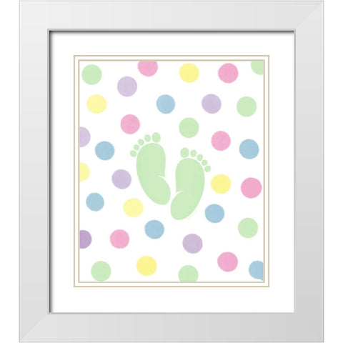 Foot Prints White Modern Wood Framed Art Print with Double Matting by Tyndall, Elizabeth