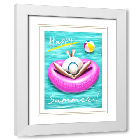 Happy Summer White Modern Wood Framed Art Print with Double Matting by Tyndall, Elizabeth