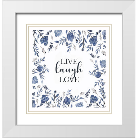 Live-Laugh-Love White Modern Wood Framed Art Print with Double Matting by Tyndall, Elizabeth