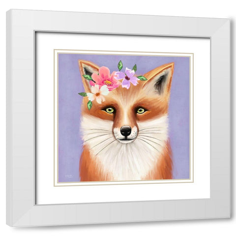 Purple Fox White Modern Wood Framed Art Print with Double Matting by Tyndall, Elizabeth