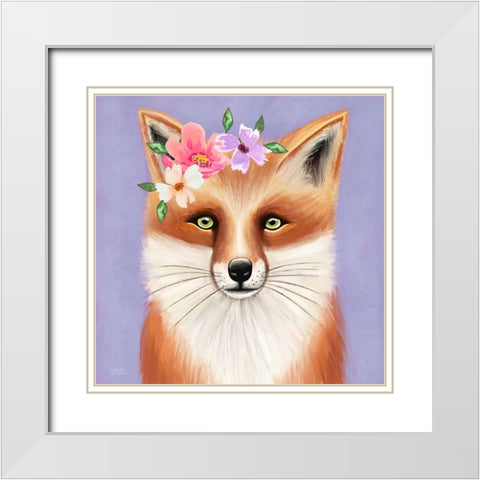 Purple Fox White Modern Wood Framed Art Print with Double Matting by Tyndall, Elizabeth