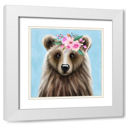 Blue Bear White Modern Wood Framed Art Print with Double Matting by Tyndall, Elizabeth