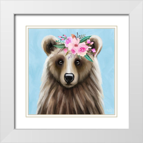 Blue Bear White Modern Wood Framed Art Print with Double Matting by Tyndall, Elizabeth