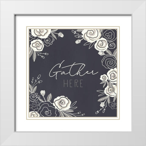 Gather Here White Modern Wood Framed Art Print with Double Matting by Tyndall, Elizabeth