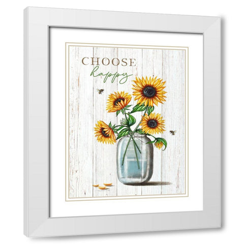 Choose Happy White Modern Wood Framed Art Print with Double Matting by Tyndall, Elizabeth