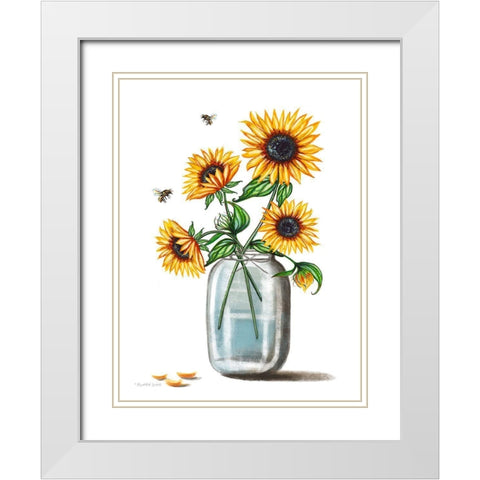 Sunflower Still Life II White Modern Wood Framed Art Print with Double Matting by Tyndall, Elizabeth