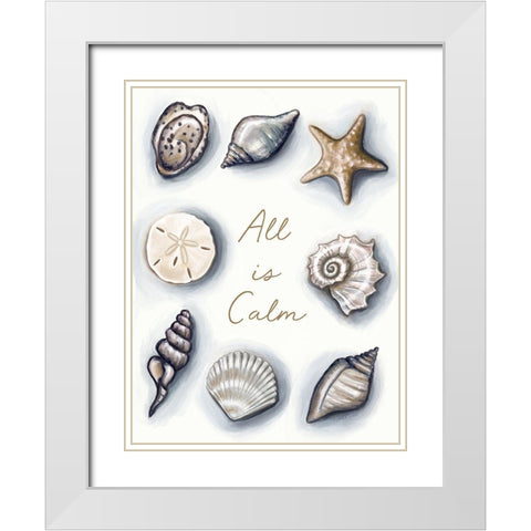 All is Calm White Modern Wood Framed Art Print with Double Matting by Tyndall, Elizabeth