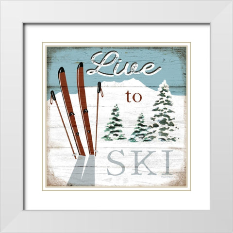 Live to Ski White Modern Wood Framed Art Print with Double Matting by Tyndall, Elizabeth