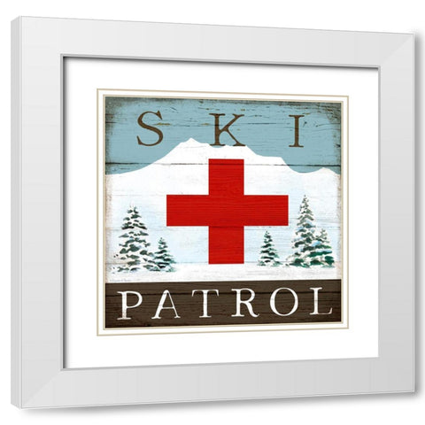 Ski Patrol White Modern Wood Framed Art Print with Double Matting by Tyndall, Elizabeth