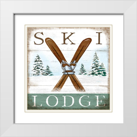 Ski Lodge White Modern Wood Framed Art Print with Double Matting by Tyndall, Elizabeth