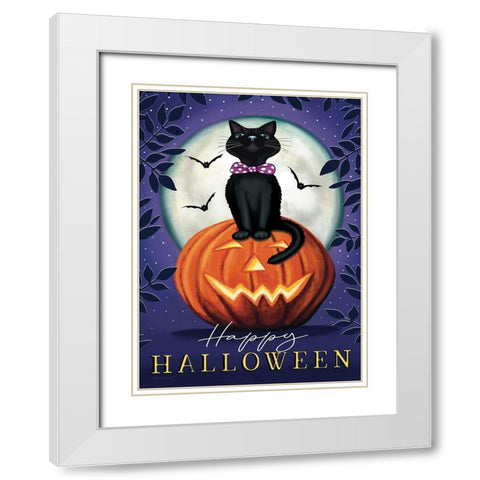 Happy Halloween White Modern Wood Framed Art Print with Double Matting by Tyndall, Elizabeth