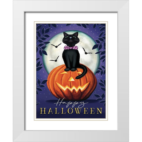 Happy Halloween White Modern Wood Framed Art Print with Double Matting by Tyndall, Elizabeth