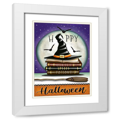 Spell Books White Modern Wood Framed Art Print with Double Matting by Tyndall, Elizabeth